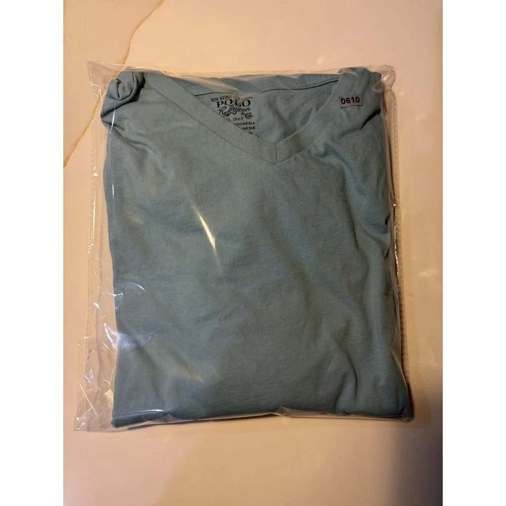 Polo Ralph Lauren Men's XXL Light Blue V-Neck T-Shirt Pony Logo